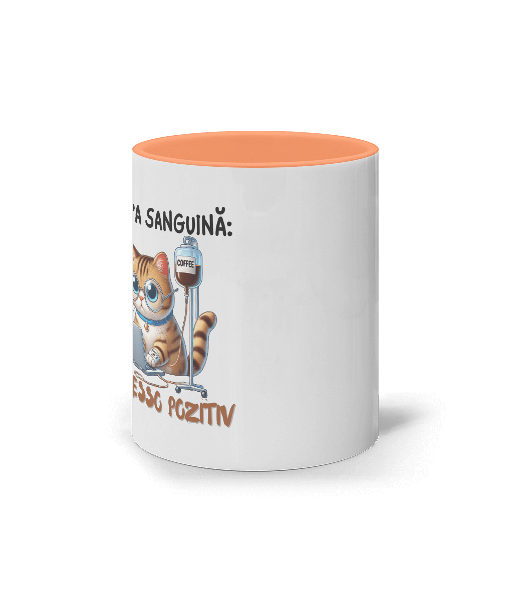 Cană cu Interior Colorat „Grupa Sanguină: Espresso Pozitiv” - imagine 2