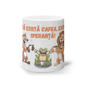 Cană ceramică albă „Dacă Există Cafea, Există Speranță”