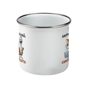 Cană Emailată „Grupa Sanguină: Espresso Pozitiv”