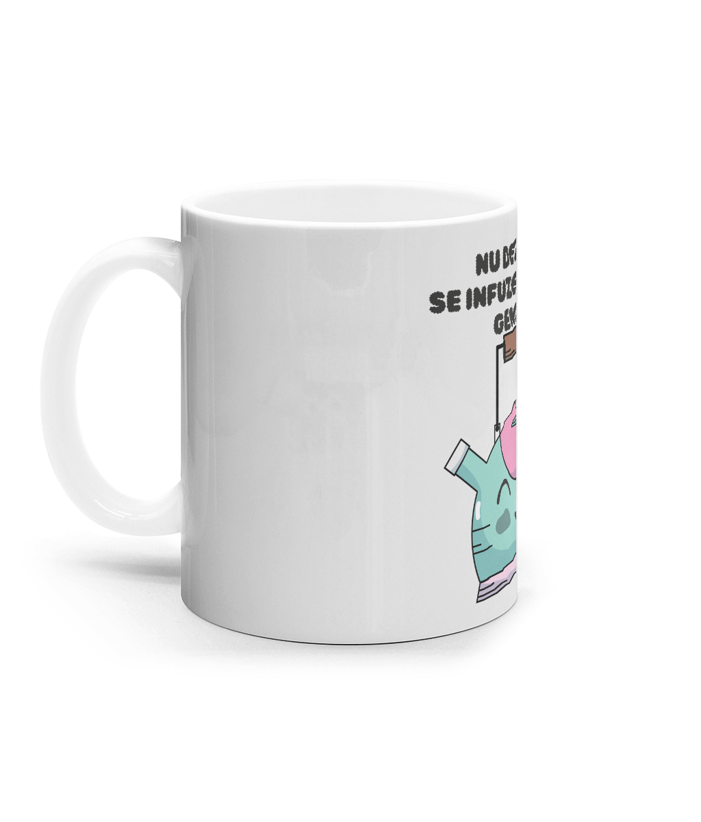 Cană Ceramică Albă „Nu deranja! Se infuzează o idee genială” - imagine 2