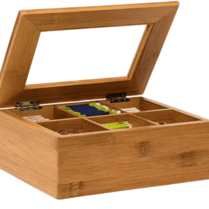 Cutie pentru Plicurile de Ceai cu Capac și 6 Compartimente