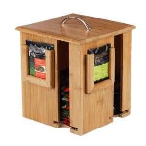 Cutie de Ceai Rotativă din Bambus, 4 Compartimente