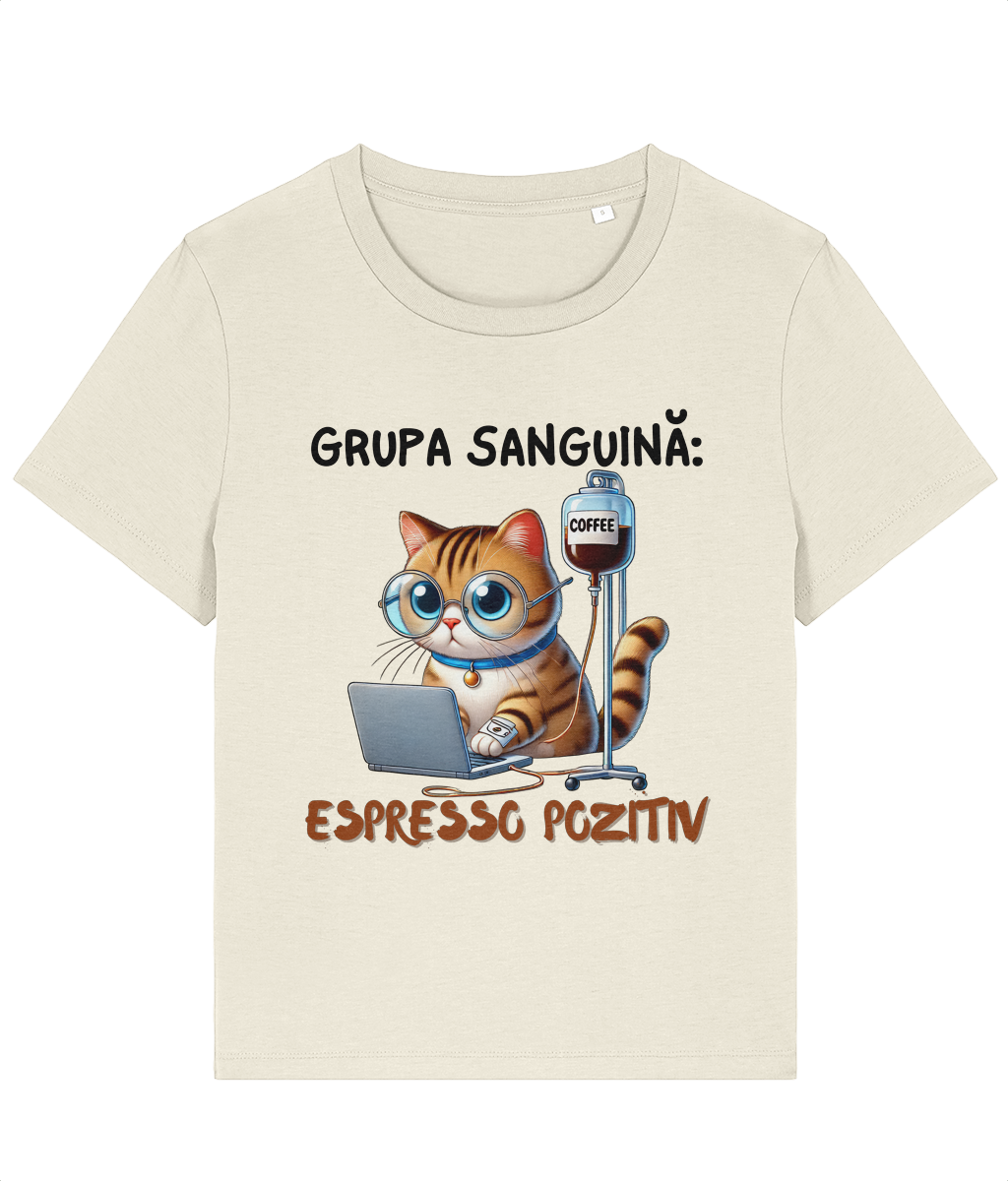 Tricou damă „Grupa Sanguină Espresso Pozitiv” - imagine 4