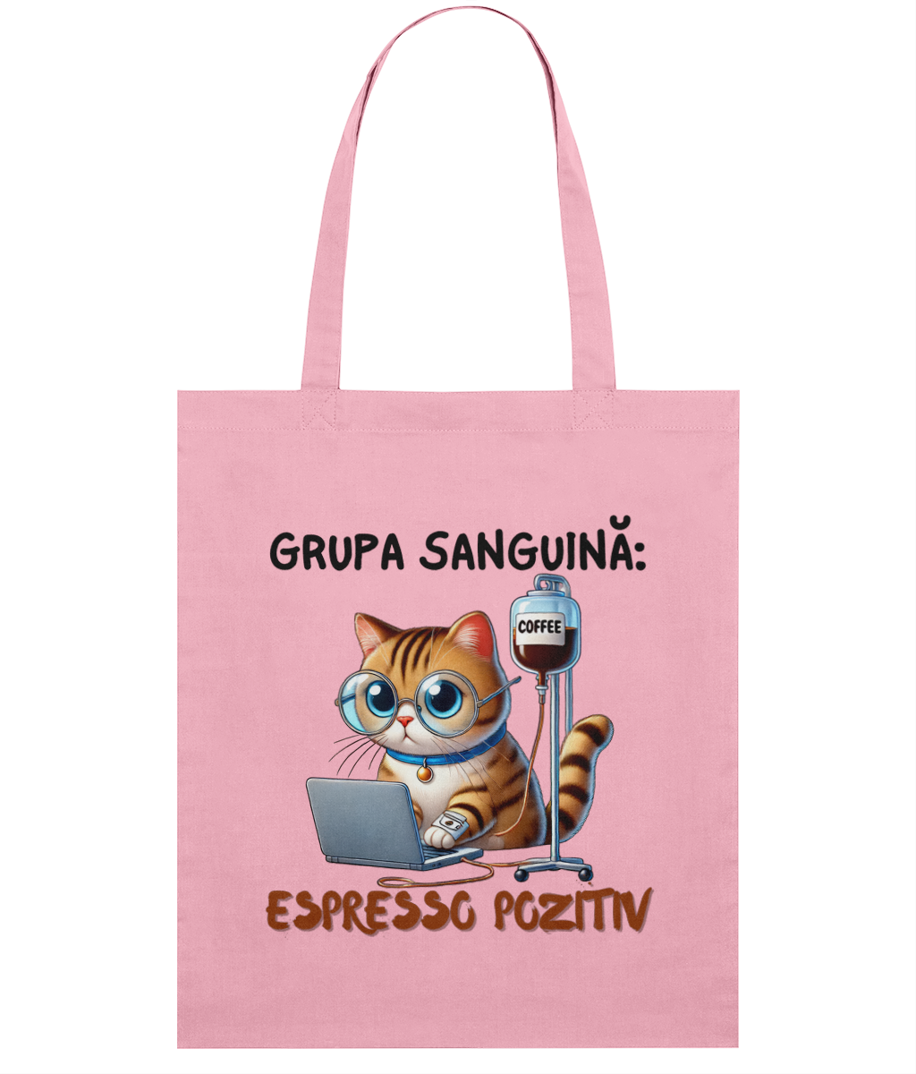 Sacoșă subtire din bumbac „Grupa Sanguină: Espresso Pozitiv” - imagine 5