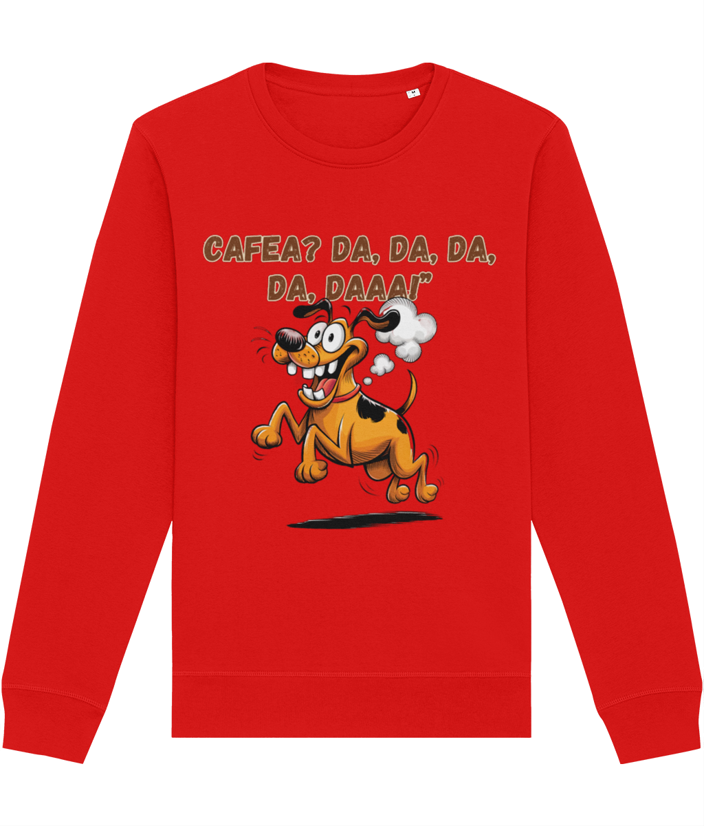 Bluză unisex „Cafea? Da, da, da, da, daaa!” cadou amuzant pentru iubitorii de cafea si caini