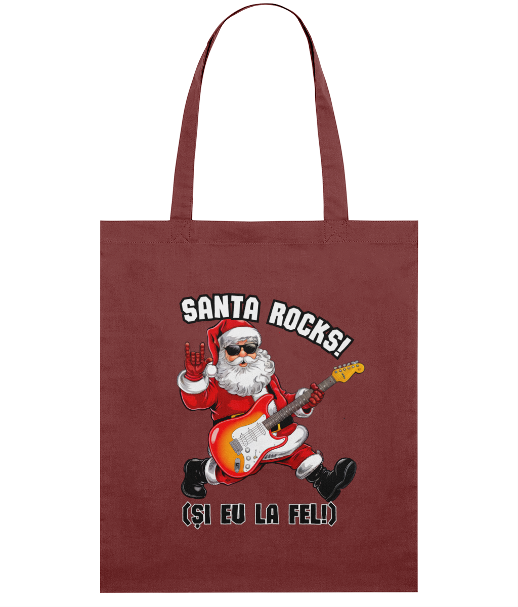 Sacoșă Subțire din Bumbac „Santa Rocks! Și eu la fel!” | Light Tote Bag - imagine 7