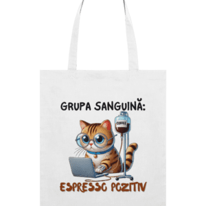 Sacoșă subtire din bumbac „Grupa Sanguină: Espresso Pozitiv”
