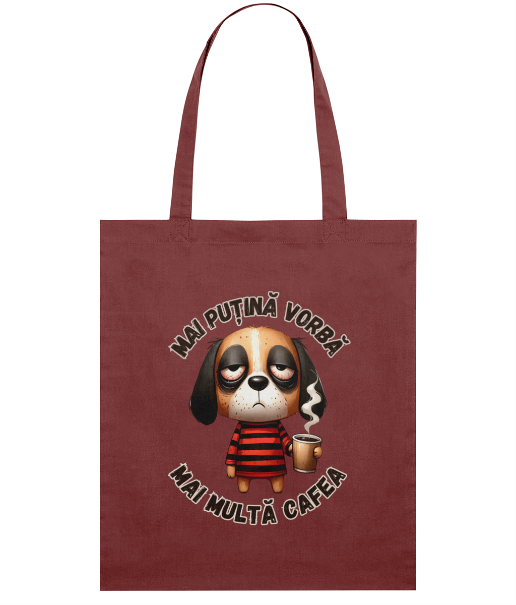 Sacoșă din bumbac „Mai Puțină Vorbă, Mai Multă Cafea” - imagine 7