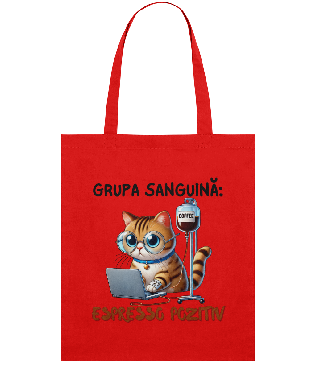 Sacoșă subtire din bumbac „Grupa Sanguină: Espresso Pozitiv” - imagine 3