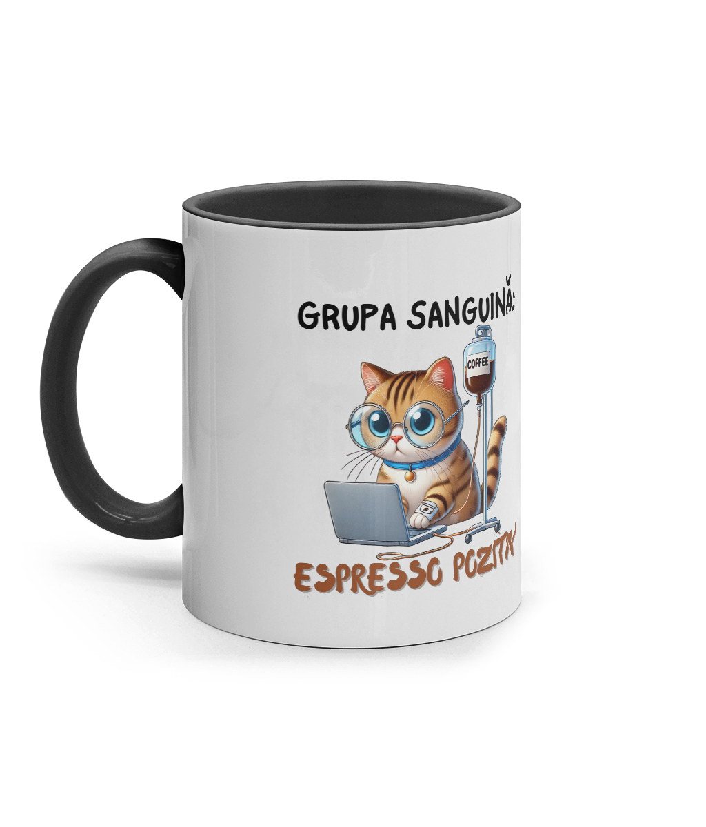 Cană cu Interior Colorat „Grupa Sanguină: Espresso Pozitiv” - imagine 7
