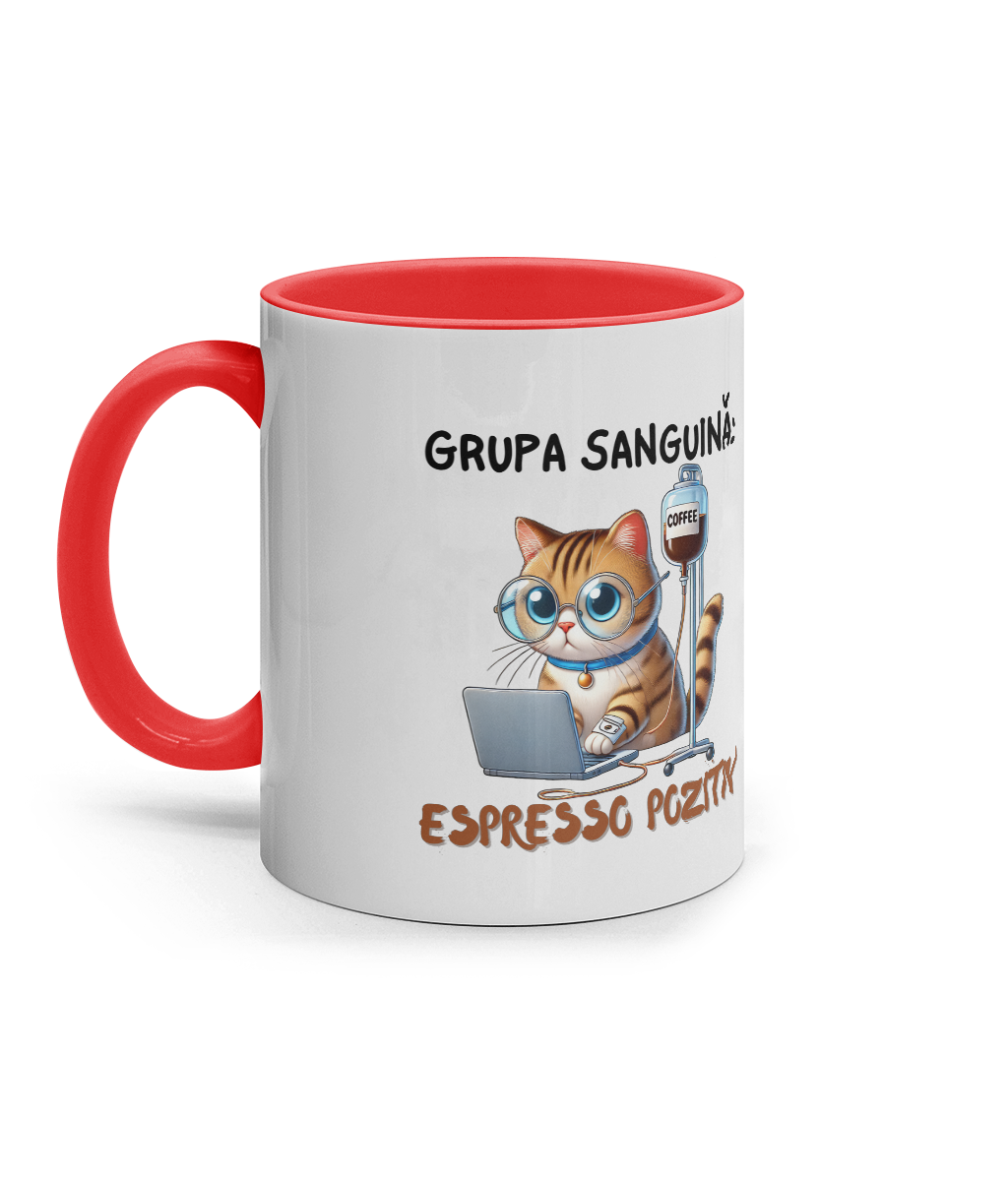 Cană cu Interior Colorat „Grupa Sanguină: Espresso Pozitiv” - imagine 5