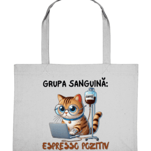 Sacoșă de cumpărături din bumbac ,,Grupa Sanguină Espresso Pozitiv”