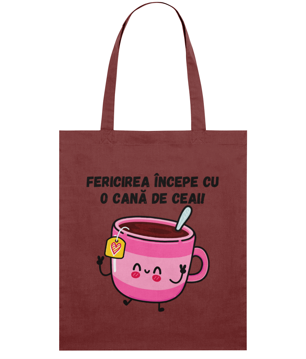 Sacoșă din bumbac „Fericirea începe cu o cană de ceai” - imagine 6