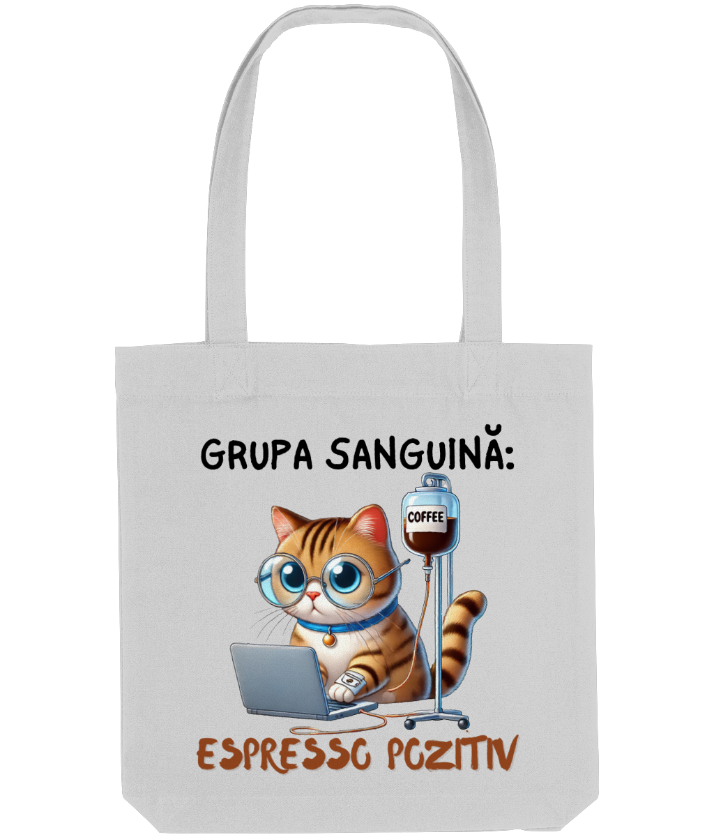 Sacoșă din bumbac „Grupa Sanguină: Espresso Pozitiv” - imagine 3
