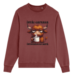 Bluză Unisex „Întâi Cafeaua, Întrebarile După”