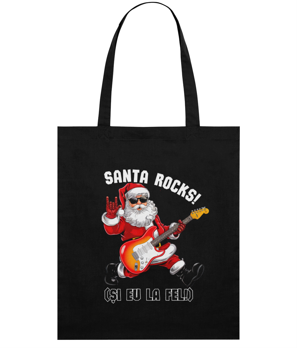 Sacoșă Subțire din Bumbac „Santa Rocks! Și eu la fel!” | Light Tote Bag - imagine 8