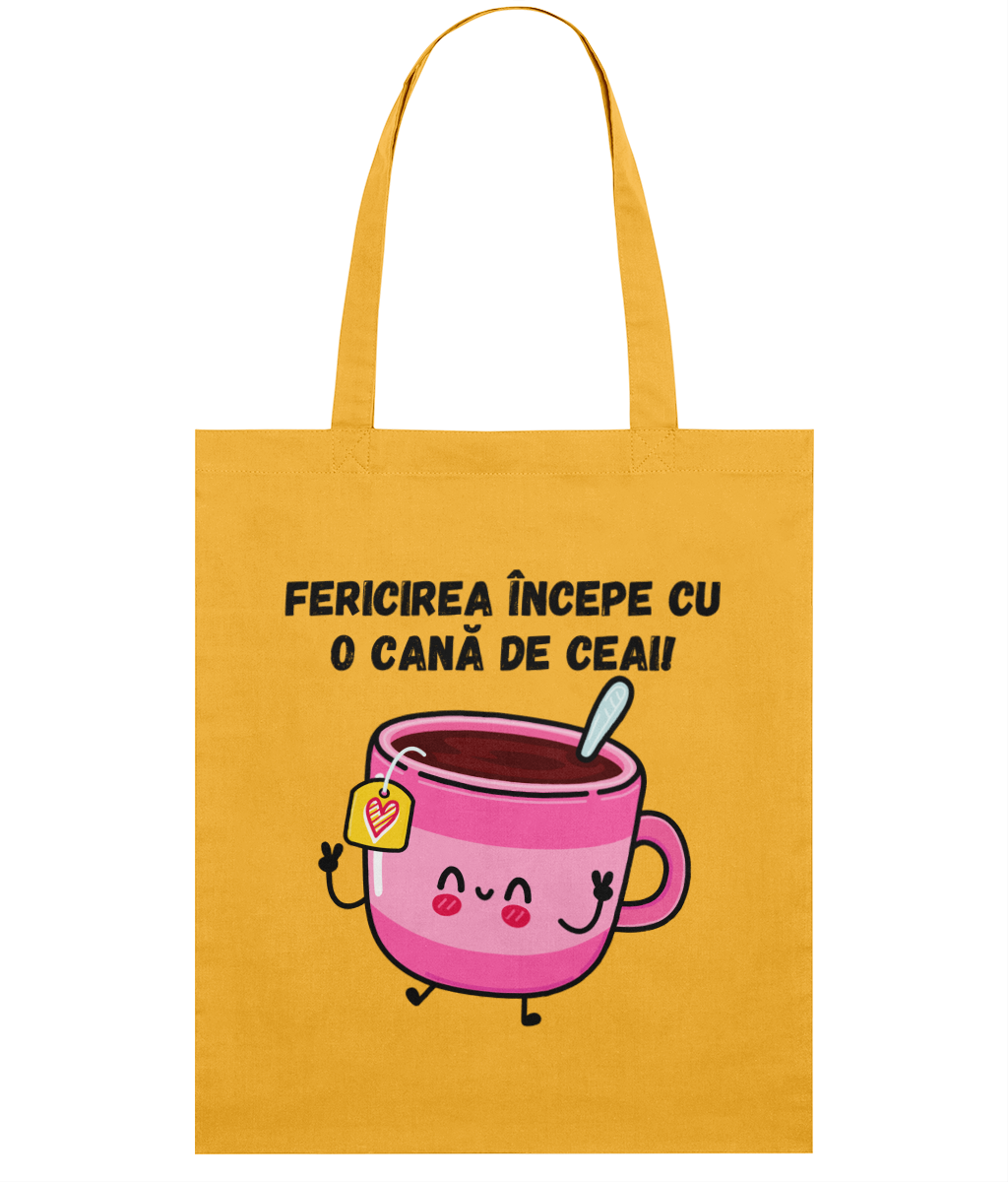 Sacoșă din bumbac „Fericirea începe cu o cană de ceai” - imagine 3