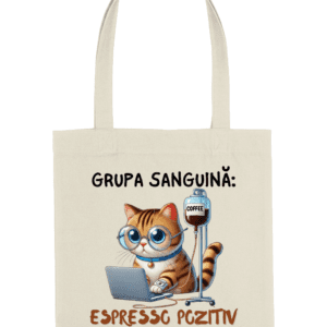 Sacoșă din bumbac „Grupa Sanguină: Espresso Pozitiv”