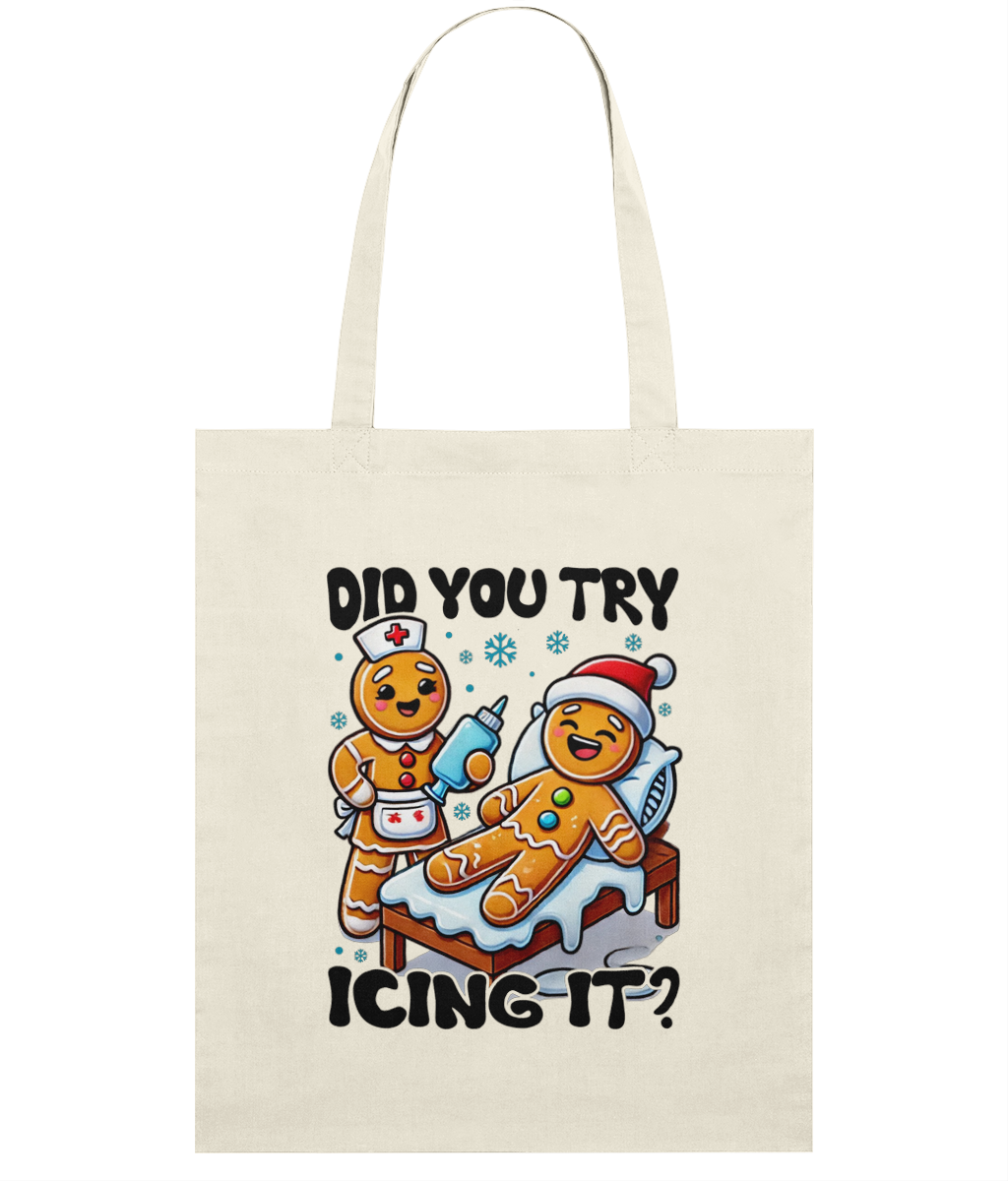 Sacoșă din Bumbac „Did you try icing it?” | Light Tote Bag - imagine 4