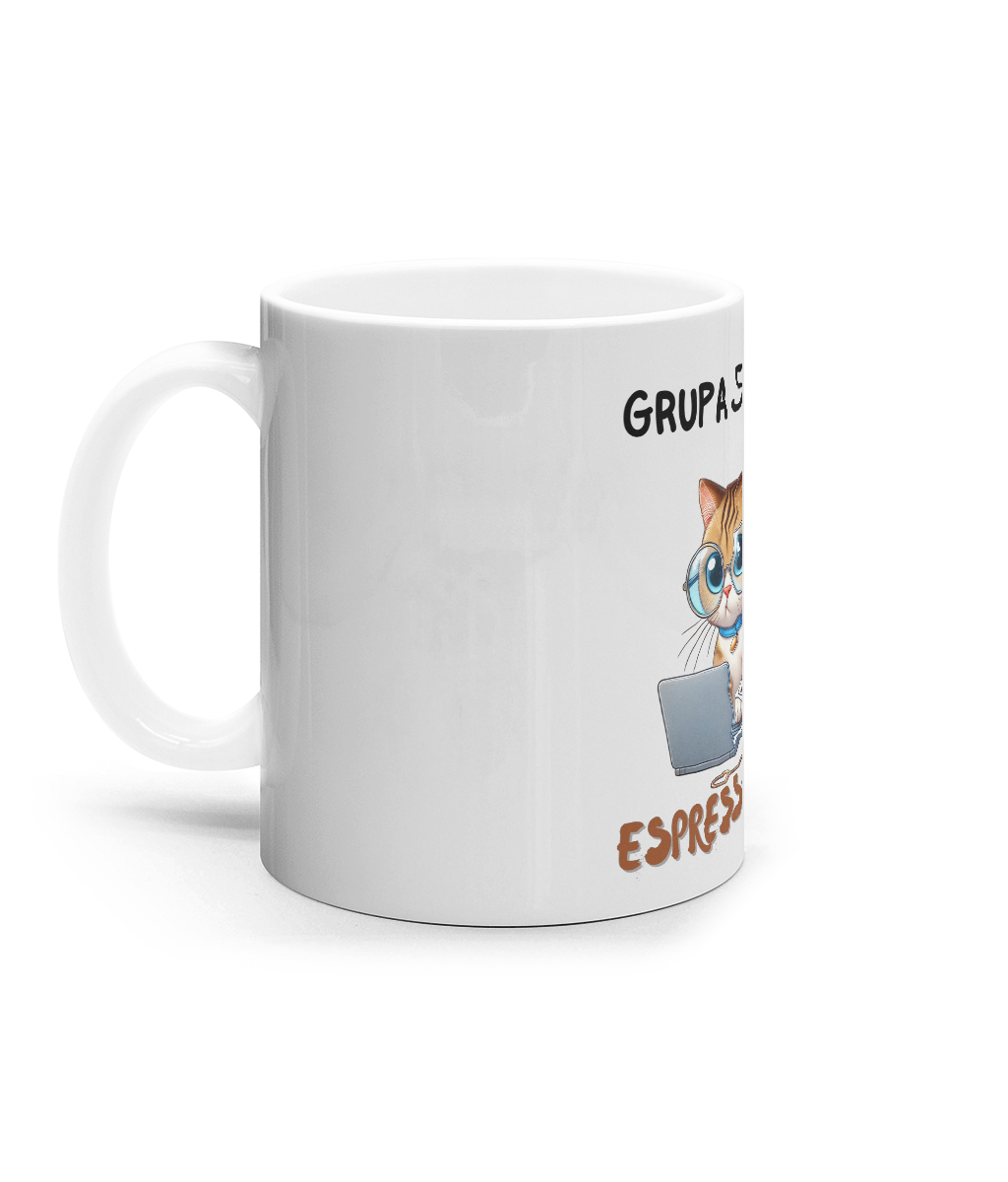 Cană ceramică albă „Grupa Sanguină: Espresso Pozitiv” - imagine 2