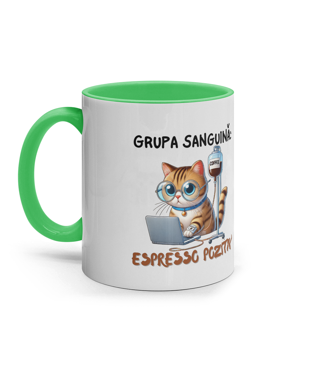 Cană cu Interior Colorat „Grupa Sanguină: Espresso Pozitiv” - imagine 6