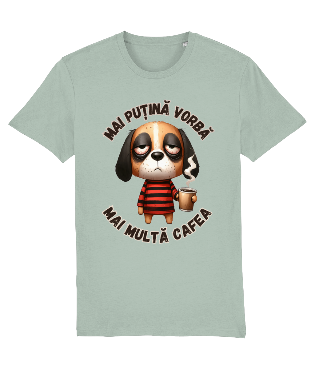 Tricou bărbați „Mai Puțină Vorbă, Mai Multă Cafea” cadou personalizat amuzant pentru iubitorii de cafea