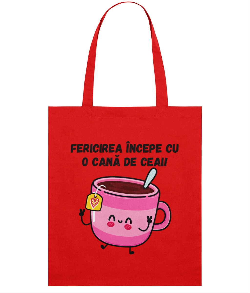 Sacoșă din bumbac „Fericirea începe cu o cană de ceai” - imagine 2