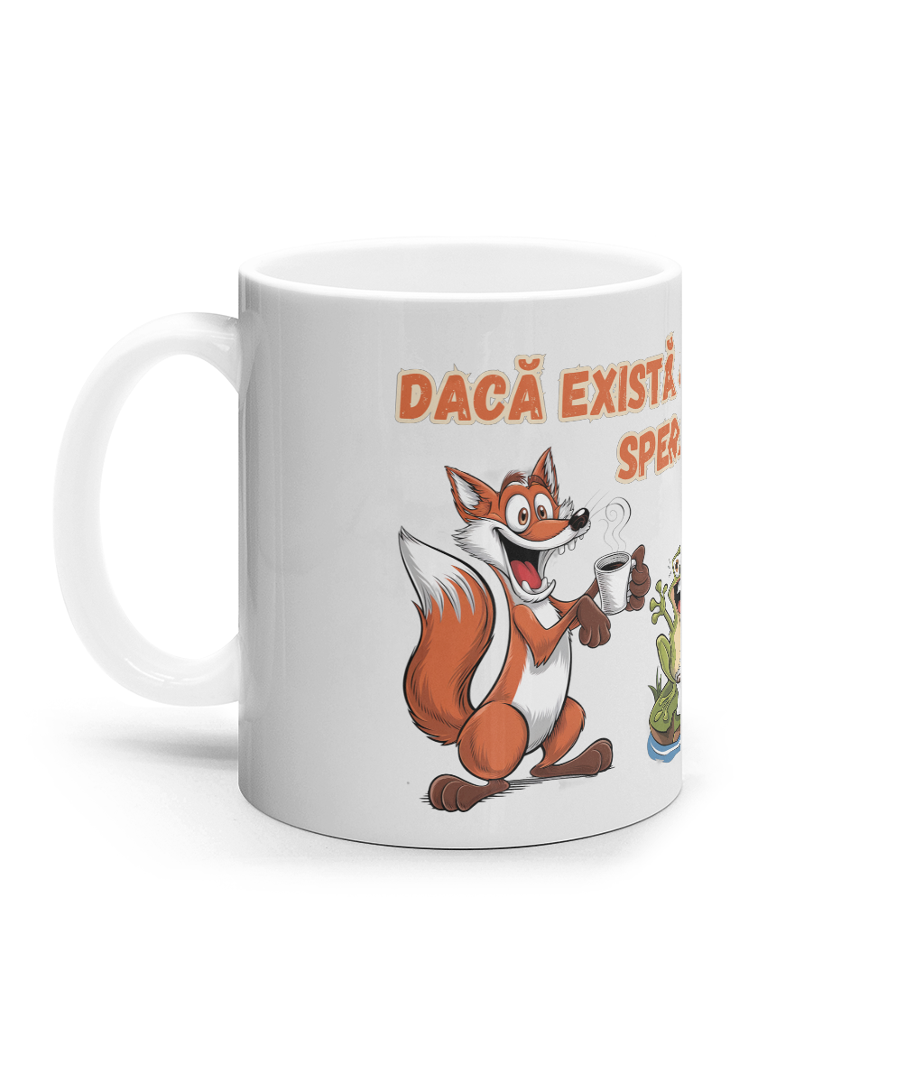 Cană Ceramică Albă „Dacă există cafea, există speranță”