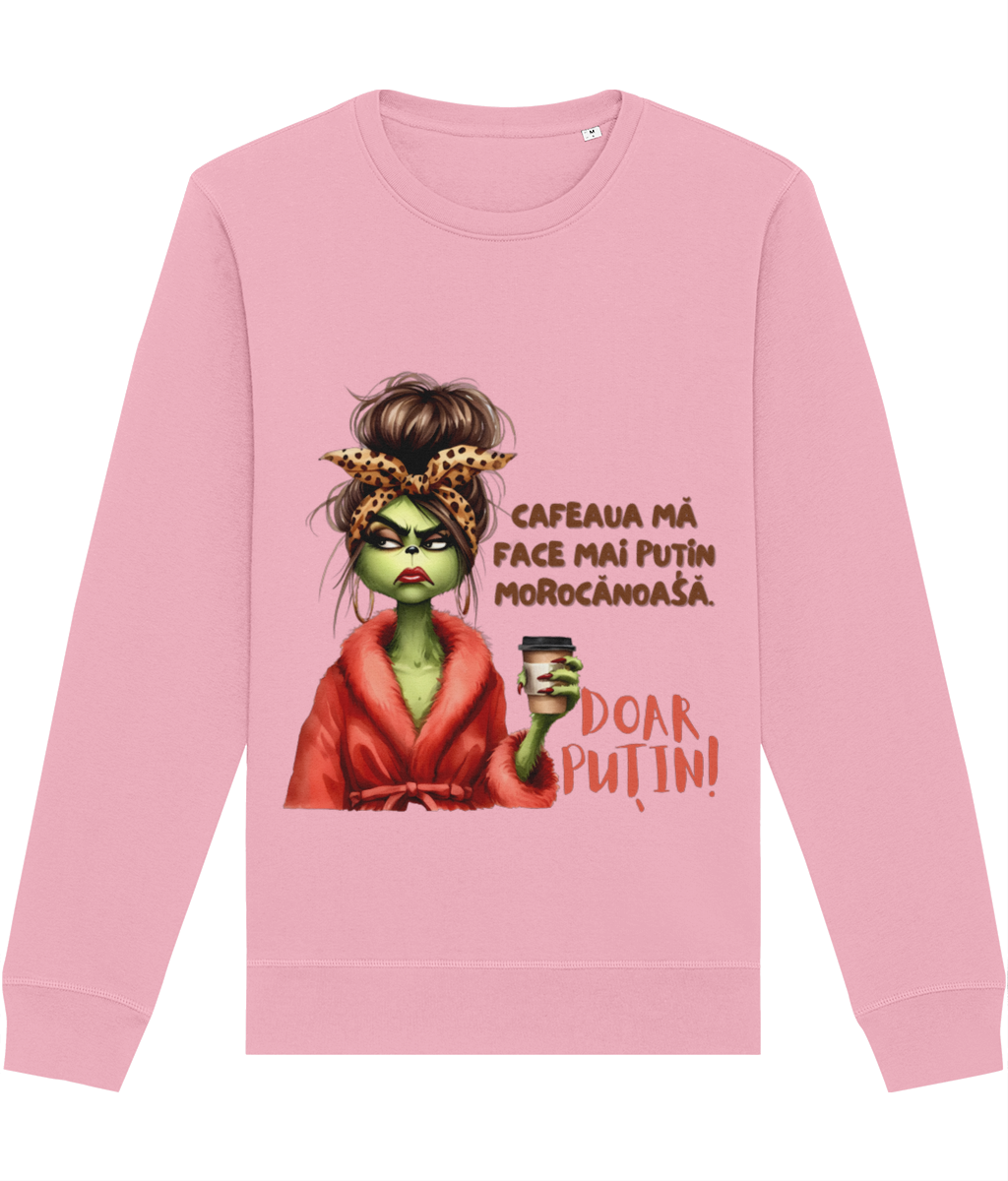 Bluză unisex „Cafeaua mă face mai puțin morocănoasă” cadou amuzant personalizat femei Craciun iubitoare de cafea