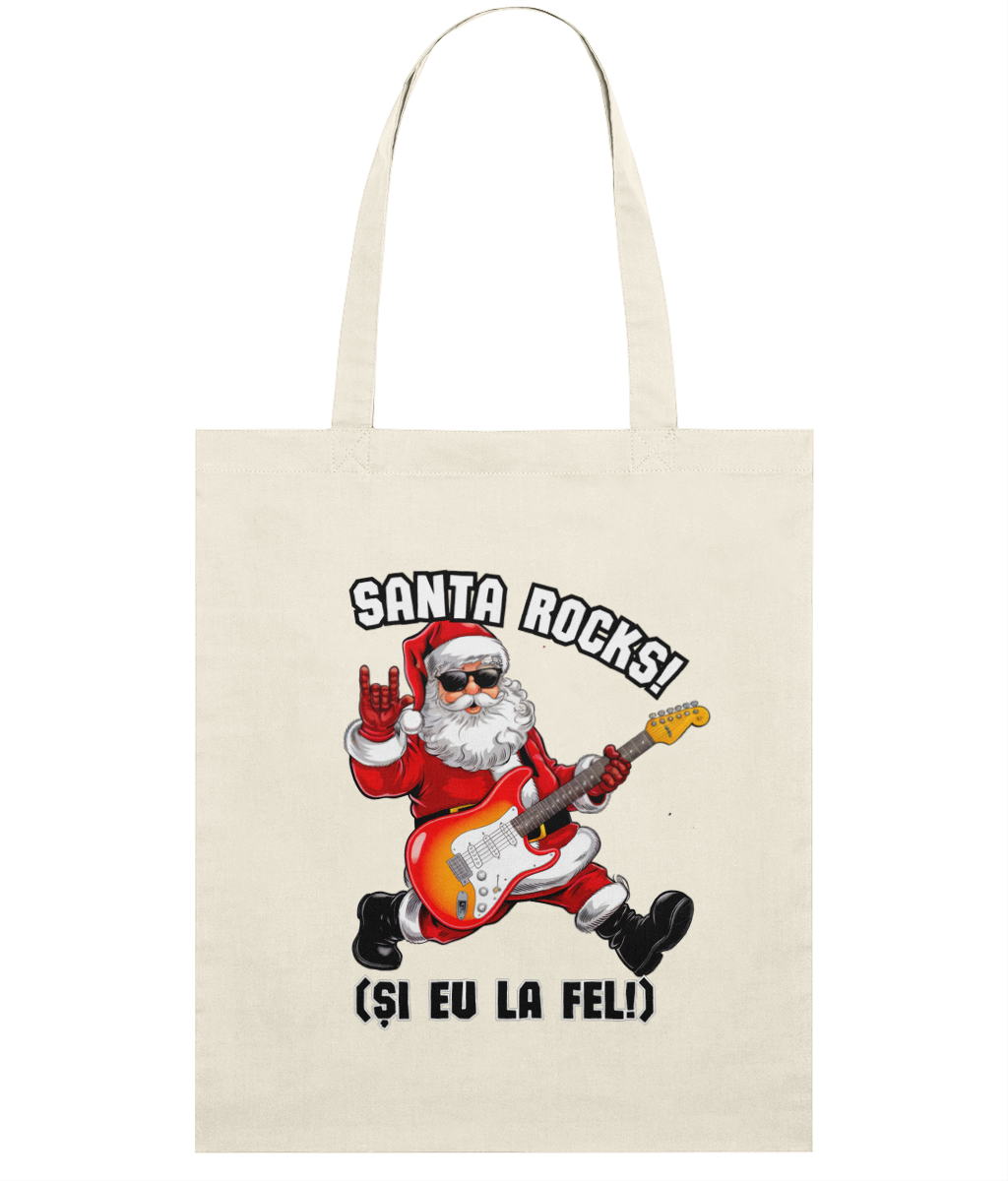 Sacoșă Subțire din Bumbac „Santa Rocks! Și eu la fel!” | Light Tote Bag