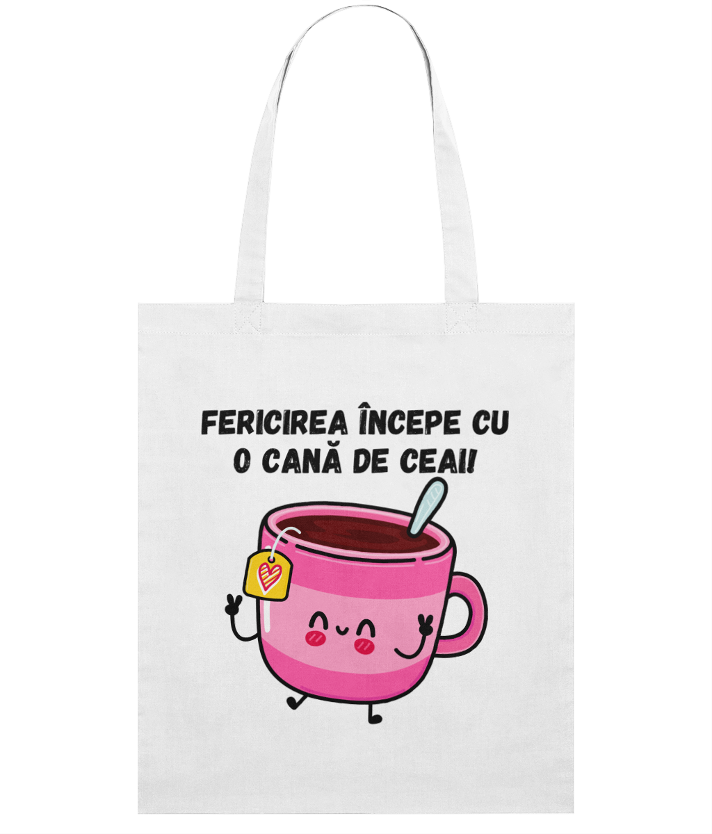 Sacoșă din bumbac „Fericirea începe cu o cană de ceai” - imagine 4