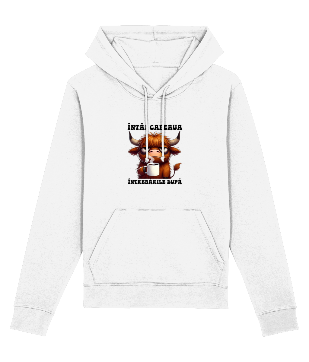 Hanorac Unisex „Întâi Cafeaua, Întrebările După” - imagine 2