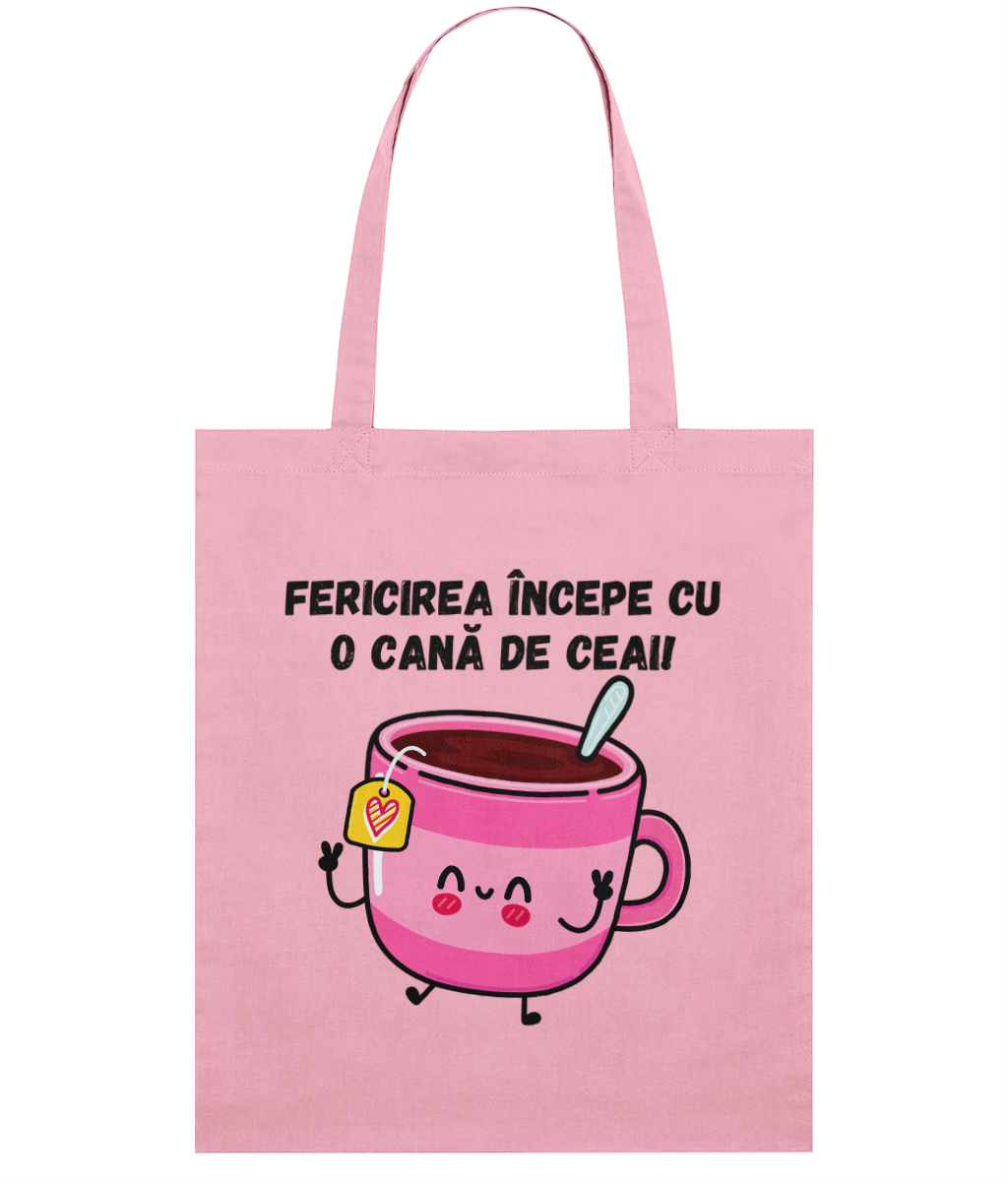 Sacoșă din bumbac „Fericirea începe cu o cană de ceai” - imagine 5