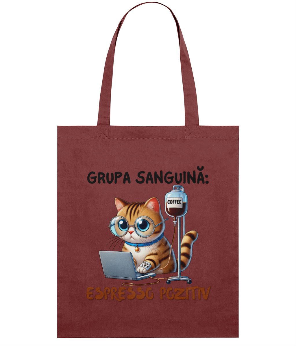 Sacoșă subtire din bumbac „Grupa Sanguină: Espresso Pozitiv” - imagine 6