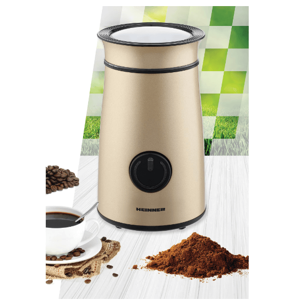 Rasnita electrica Heinner HCG-150IXGD, 150 W, 50g, carcasa inox, Auriu