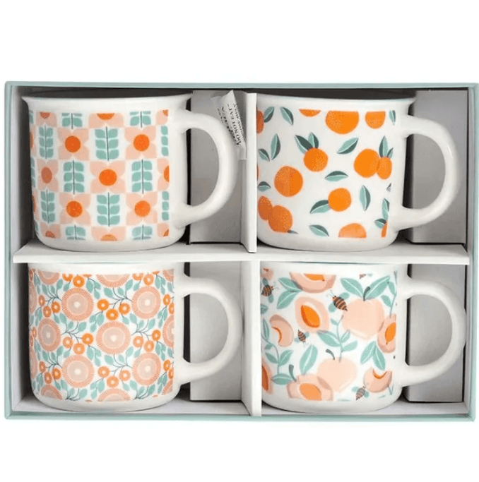 Set de 4 cani pentru cafea din ceramica cu design cu fructe
