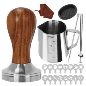 Set 22 Accesorii Barista WALALLA – Tamper Espresso 51mm, Pahar Spuma 350ml