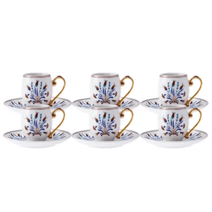 Set de cesti de cafea din portelan cu flori