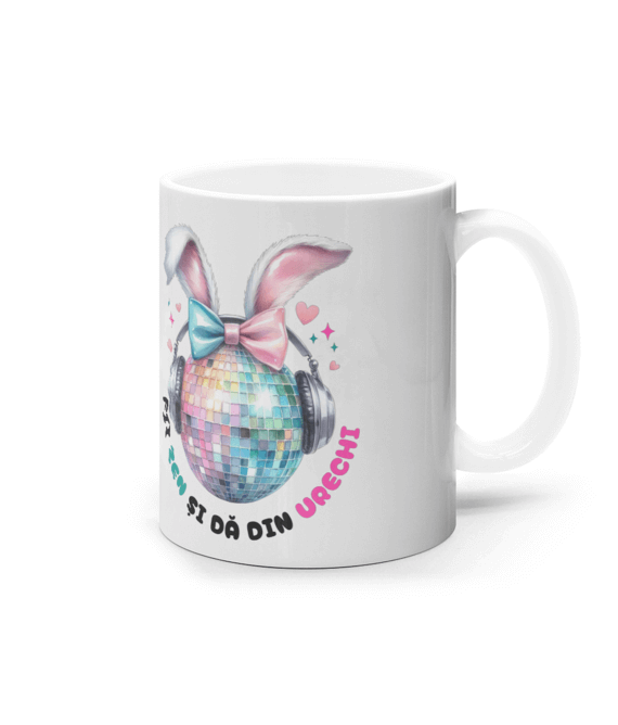 Cană ceramică albă „Fii zen și dă din urechi” - imagine 3