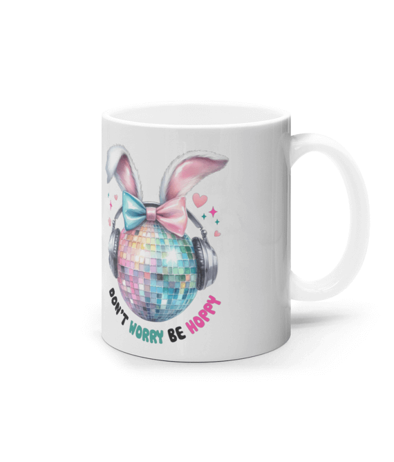 Cană ceramică albă „Don't worry be hoppy” - imagine 3