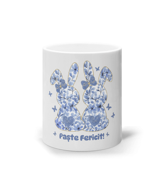 Cana ceramica alba Paste fericit cu iepurasi Cadou personalizat amuzant de Paste