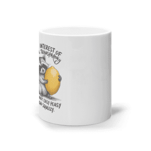 Cană ceramică albă „It was not easy peasy lemon squeezy”