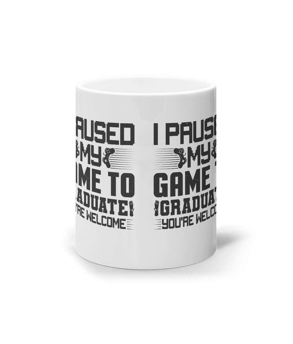 Cană ceramică albă „I paused my game to graduate” - imagine 2