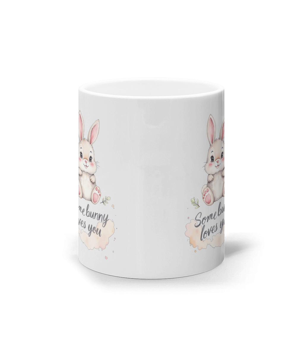 Cană ceramică albă „Somebunny loves you” - imagine 2