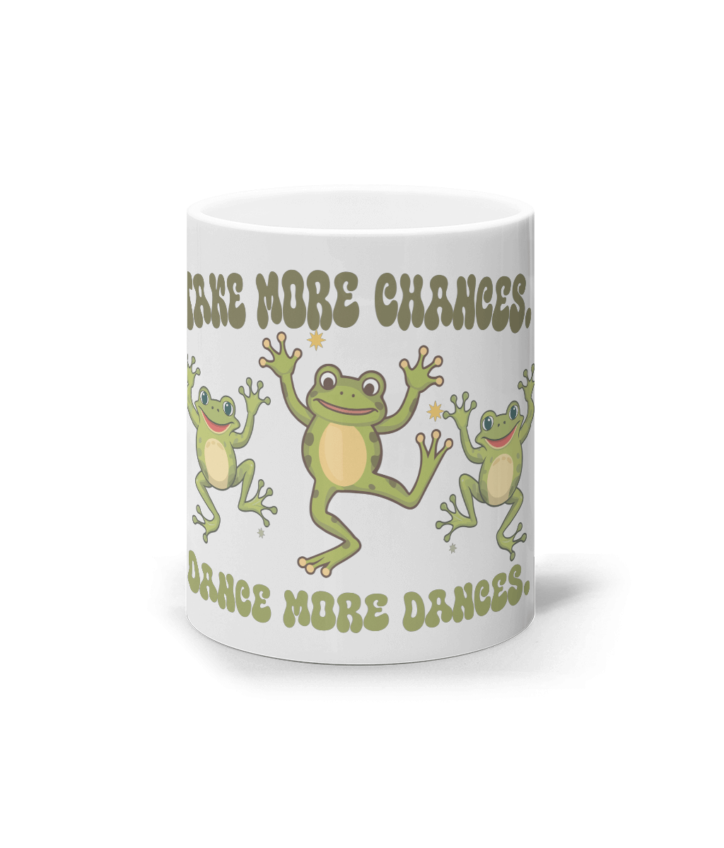 Cana ceramica alba cadou personalizat pentru iubitorii de dans Take more chances. Dance more dances