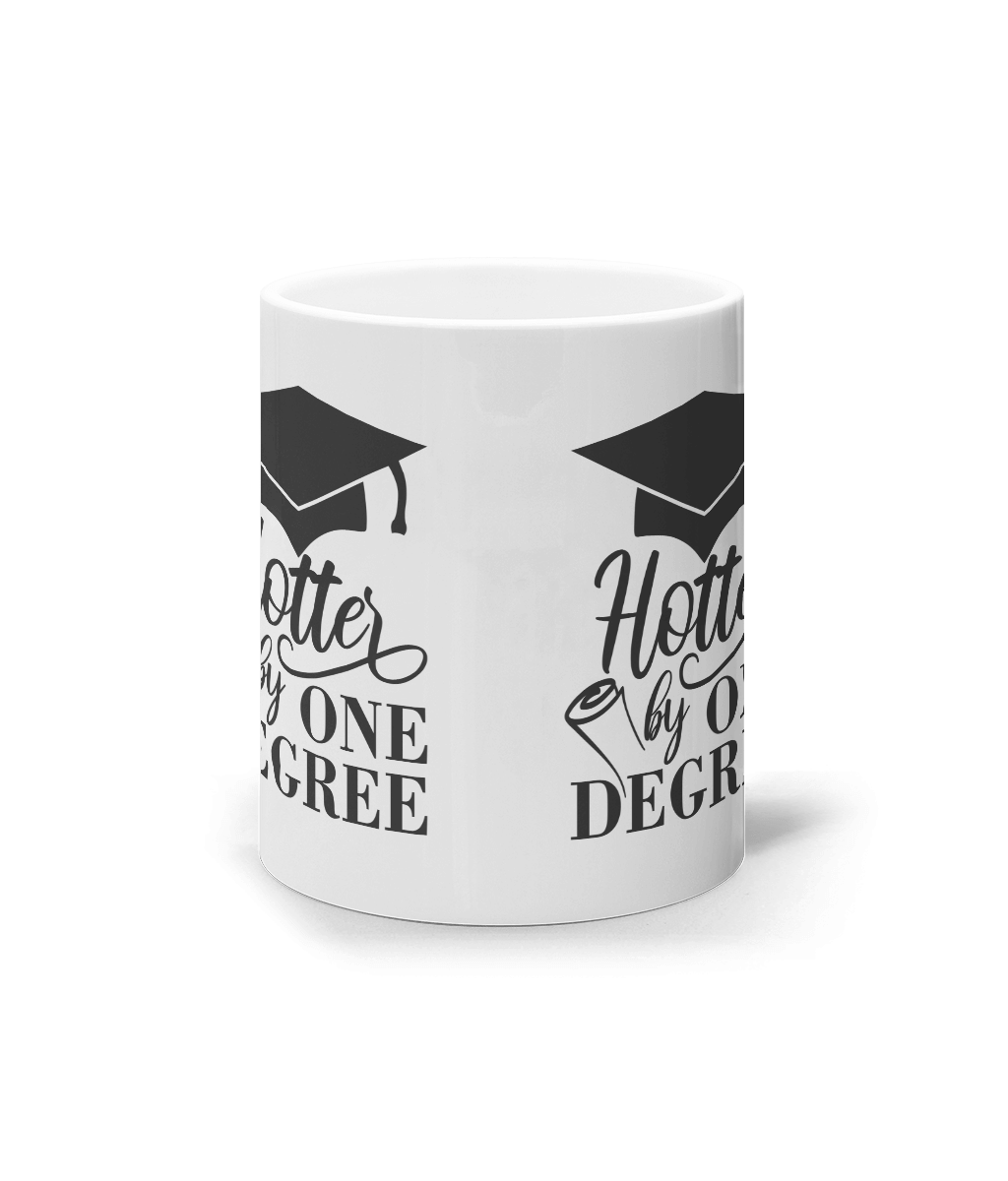 Cana ceramica alba Hotter by one degree cadou personalizat amuzant pentru absolventi fete baieti femei barbati