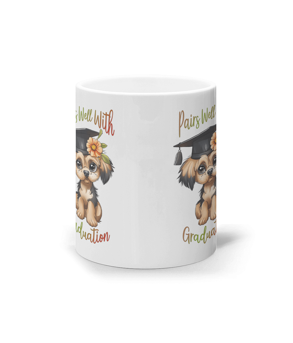 Cană ceramică albă „Pairs Well With Graduation” - imagine 2