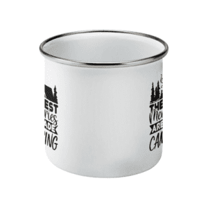 Cană emailată „ The best memories are made camping”