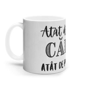 Cană ceramică albă „Atât de multe cărți, atât de puțin timp”
