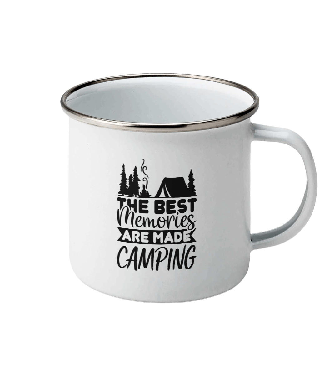 Cană emailată „ The best memories are made camping” - imagine 3